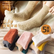 Mink velvet socks childrens autumn and winter sleep socks double-sided plus velvet thickened floor socks warm socks