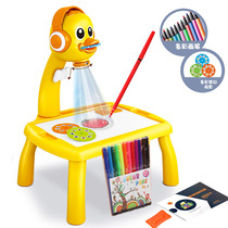 Projection drawing board Childrens early education toys Multi-functional copy and write coloring board table Male and female children puzzle 3-6 years old 8