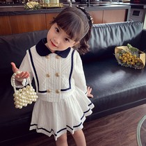 Girls  suit spring 2021 new childrens Korean version of the foreign style college style short skirt two-piece set of girls net red skirt