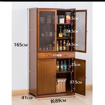Simple bowl cabinet kitchen old-fashioned small cupboard breathable home side cabinet economical tea cabinet bamboo lockers