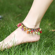 European and American Bohemian wind jewelry beach Bell Sea Star copper accessories hand-woven anklet women