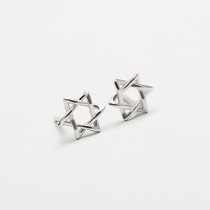 Twisted ring six-pointed star stud earrings Womens fashion simple student star earrings Korean version of the small six-pointed star stud earrings