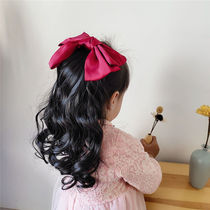 Children's wig strap ponytail roll jewelry princess styling clip baby braid dancing girl long bow