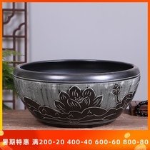 Ceramic fish tank Landscape living room Small turtle cylinder Round water lily basin goldfish cylinder Lotus basin Lotus basin