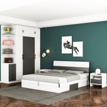 Solid wooden bed wardrobe combination suite for modern minimal bed wardrobe dresser bedhead bed bedside full furniture