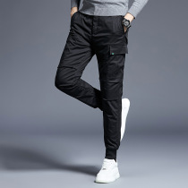 Down pants men wear winter 2021 New plus velvet thick white duck down cotton pants warm men cold long pants
