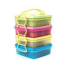 Tupperware Kali portable lunch box 2 Quartet fresh-keeping Box 4-piece outing picnic lunch sealed fruit box