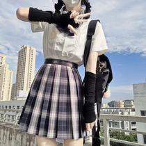 Ricoh original jk uniform skirt genuine full set of summer suit Female student college style school grid skirt Japanese set