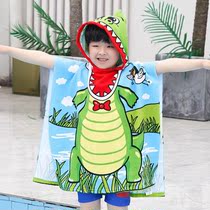 Mens and womens cartoon cloak can wear pullover bath towel Childrens dinosaur bath towel Soft does not fade hooded swimming beach towel