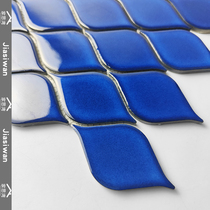 Alien leaves ceramic mosaic personality Art brick toilet background wall tile bathroom blue kiln wall tile