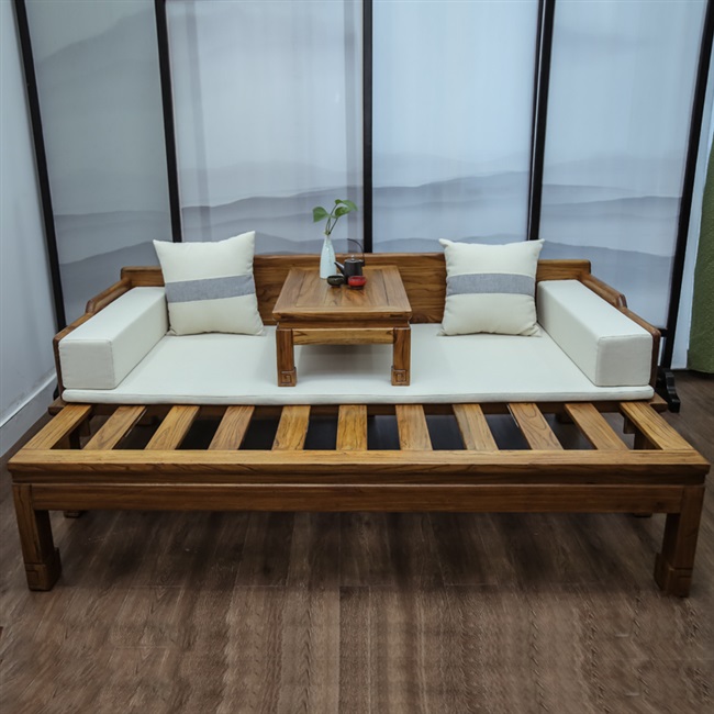 Arhat bed Solid wood old elm modern Chinese multi-functional sofa bed Push-pull Arhat bed sofa telescopic furniture customization