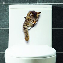 ins bathroom creative removable toilet sticker waterproof funny cute cat self-adhesive sitting toilet decoration