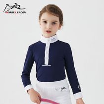 HORSELEADER children equestrian equipment long sleeve T-shirt breathable quick-drying equestrian competition stand collar Knight costume