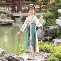 Hanfu girls summer thin short-sleeved dress childrens summer costume autumn dress costume Super fairy princess dress