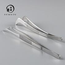 Thickened extra thick stainless steel tea clip Metal tweezers Kung Fu tea leaf tea cup clip Tea set Tea ceremony accessories