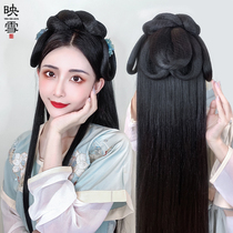 Ancient style Hanfu wig integrated lazy hair hoop female costume shape hand disabled Party universal hair bun pad full head cover