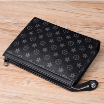 Mens hand held bag genuine leather 2022 New large capacity mens business Handheld bag Leisure clip Handbag Letter Enveloping Handbags