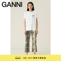 Ganni Women 2021 Summer High Waist Tiger Print Micro-La Seven Denim Jeans F5937321