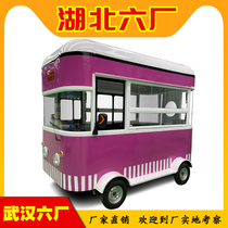 Snack truck electric four-wheel food truck mobile multi-function fried stewed vegetable stall breakfast cold drink iron plate fast food truck