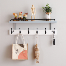 Adhesive hook entrance entrance bedroom Creative clothes hanger perforated solid wood entry hanger wall shelf