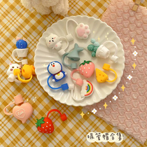 Straw cap Glass straw Net red cute girl Universal food grade straw protection dustproof silicone cover accessories