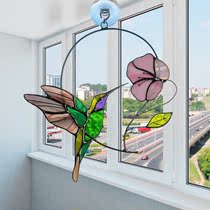 Multicolor Stained Birds On Wire Acrylic Suncatcher Window