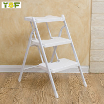 Folding climbing high stool folding chair wood high foot stool plus high step ladder stool foldable ladder chair dual-use