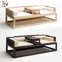 New Chinese card seat sofa solid wood Zen Luohan bed modern sales office model room famous hotel club furniture