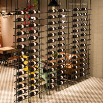 Red wine rack industrial style restaurant floor wine display stand bar card seat partition iron wine cabinet decoration screen