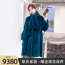 Haining winter imported mink 2021 new mink fur coat womens young fashion whole mink medium long
