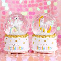 Santa Claus snowflake glowing crystal ball music box Christmas gift music box student children birthday gift