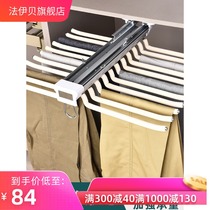 Top-fitting trouser rack telescopic wardrobe household cloakroom pull-out multifunctional damping side-loading cabinet inner-hanging pants drawing rack