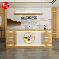 Retro new Chinese restaurant Bar Cashier Bed and breakfast Tea picking ear and foot bath shop Health hall Front desk reception desk cabinet
