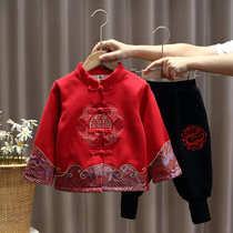 Boy Tang suit Chinese style baby Autumn dress annual dress autumn winter dress children Hanfu New Year dress