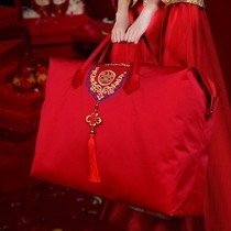 Wedding quilt storage bag Chinese red embroidery tassel four-piece set of happy quilt bag wedding woman dowry storage