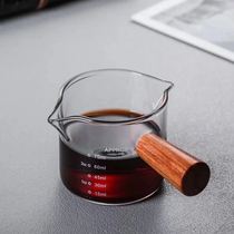 Creative wooden handle small milk cup glass small milk pot sauce saucer wooden handle milk jar mini seasoning dipping dish coffee utensil