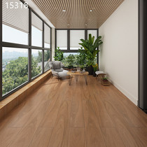Cream yellow log wind all-porcelain whole body tile 150x900 living room balcony imitation solid wood striped floor tile gray