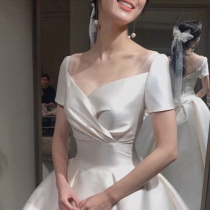 French light main wedding dress 2021 New temperament bride summer simple senior thin satin princess wind big tail