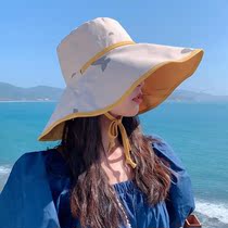 Fisherman Hat Lady Early Spring Sun Visor Summer Anti-UV Mesh Red Large Brim Cap Tie Rope Bifacial Sunscreen Sun Hat