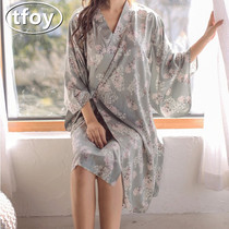 tfoy high-end ice silk flowers and sleeping skirts womens spring fall thin section of ancient wind real silk can be worn outside the home clothes woman