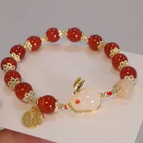 Yu Xinxin Red Jade Hare Bracelet Women in Small Design Students Handstrings Girls Ancient Student Day
