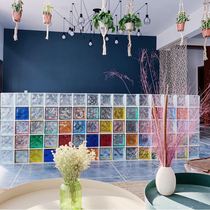 Hollow glass brick bathroom partition wall transparent square crystal brick large porch kitchen bedroom screen decoration