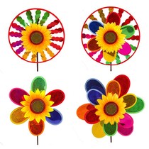 Rotating colorful windmill three-dimensional cartoon animal flower sunflower double layer fabric decoration childrens outdoor toys