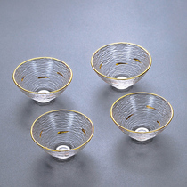 Suning glass small tea cup kung fu tea set Japanese glass cup bubble tea bucket cup goldfish pattern 947