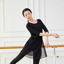Modal dance jacket short sleeve summer womens practice uniform in the long style of the current classical national training body Spring v collar thin
