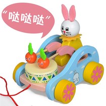 Toy wooden early education infant puzzle Childrens drag car toddler 0-1 year old boys and girls develop intelligence