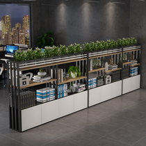 Office screen partition rack modern simple partition cabinet restaurant fence green flower rack partition wall iron art