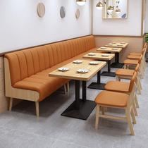 Wuxi restaurant milk tea shop against the wall card seat sofa solid wood snack bar coffee shop noodle restaurant catering commercial table and chair set