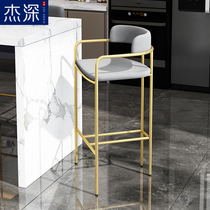 Jie-Shen light luxury bar chair modern simple bar chair creative design front desk home stainless steel tall bar chair