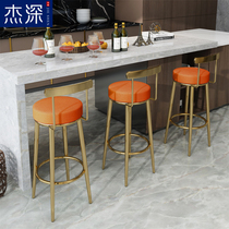 Jie-Shen light luxury bar chair home Modern simple high stool milk tea shop bar stool stainless steel backrest bar stool